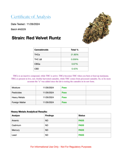 7g - Red Velvet Runtz - Hybrid Indica Dominant - Image 3
