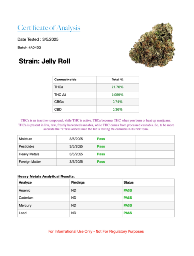 7g - Jelly Roll - Hybrid Indica Dominant - Image 3