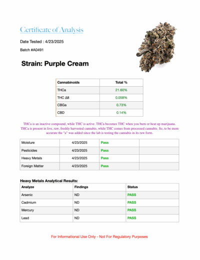 7g - Purple Cream - Hybrid Indica Dominant - Image 3