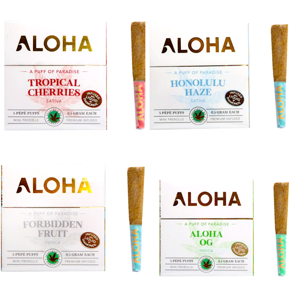 2.5g - Aloha Pepe Puffs Diamond Infused Pre Rolls (5 Pack)
