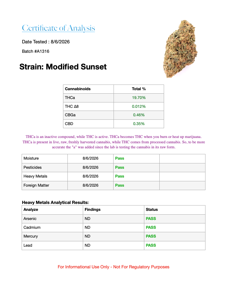 14g/28g - Modified Sunset - Indica Hybrid - Image 4