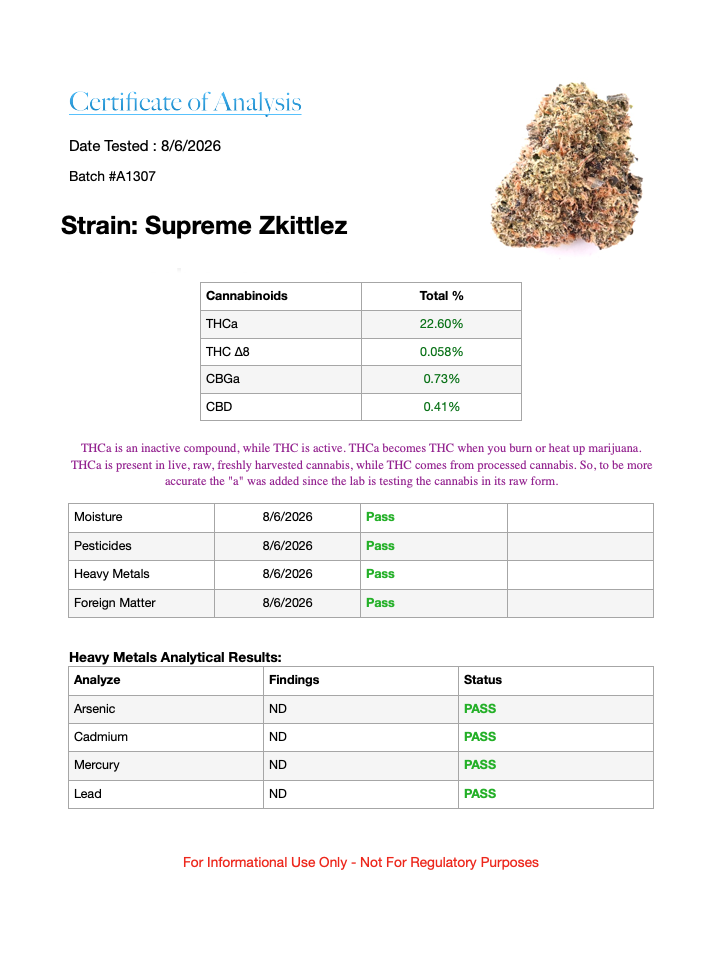 7g - Supreme Zkittlez - Indica Hybrid - Image 2